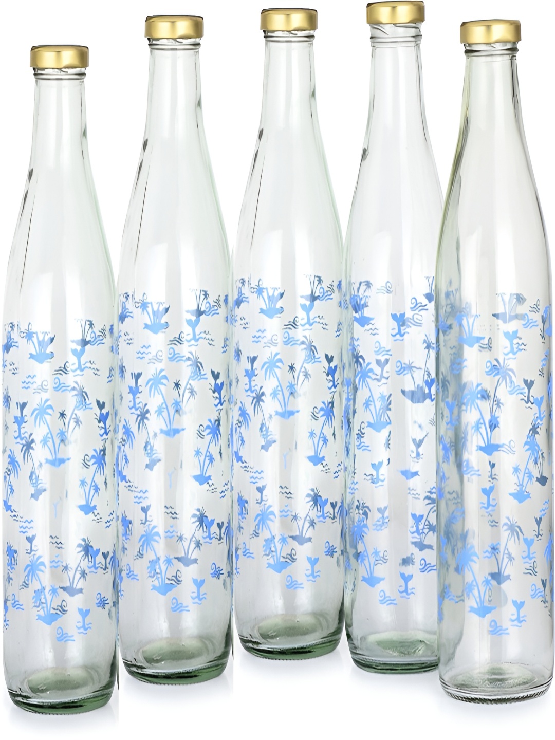 

Afast Blue & Transparent 5 Pcs Glass Water Bottles 1 L