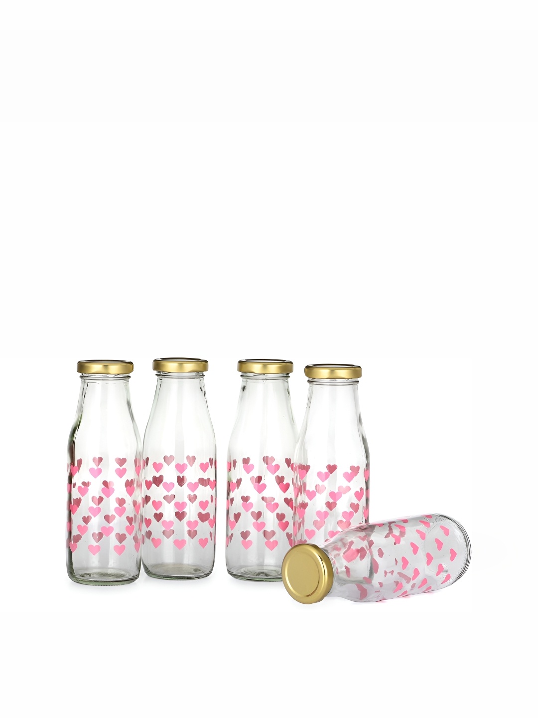 

Afast Pink 5 Pieces Abstract Printed Glass Water Bottle 300 ml