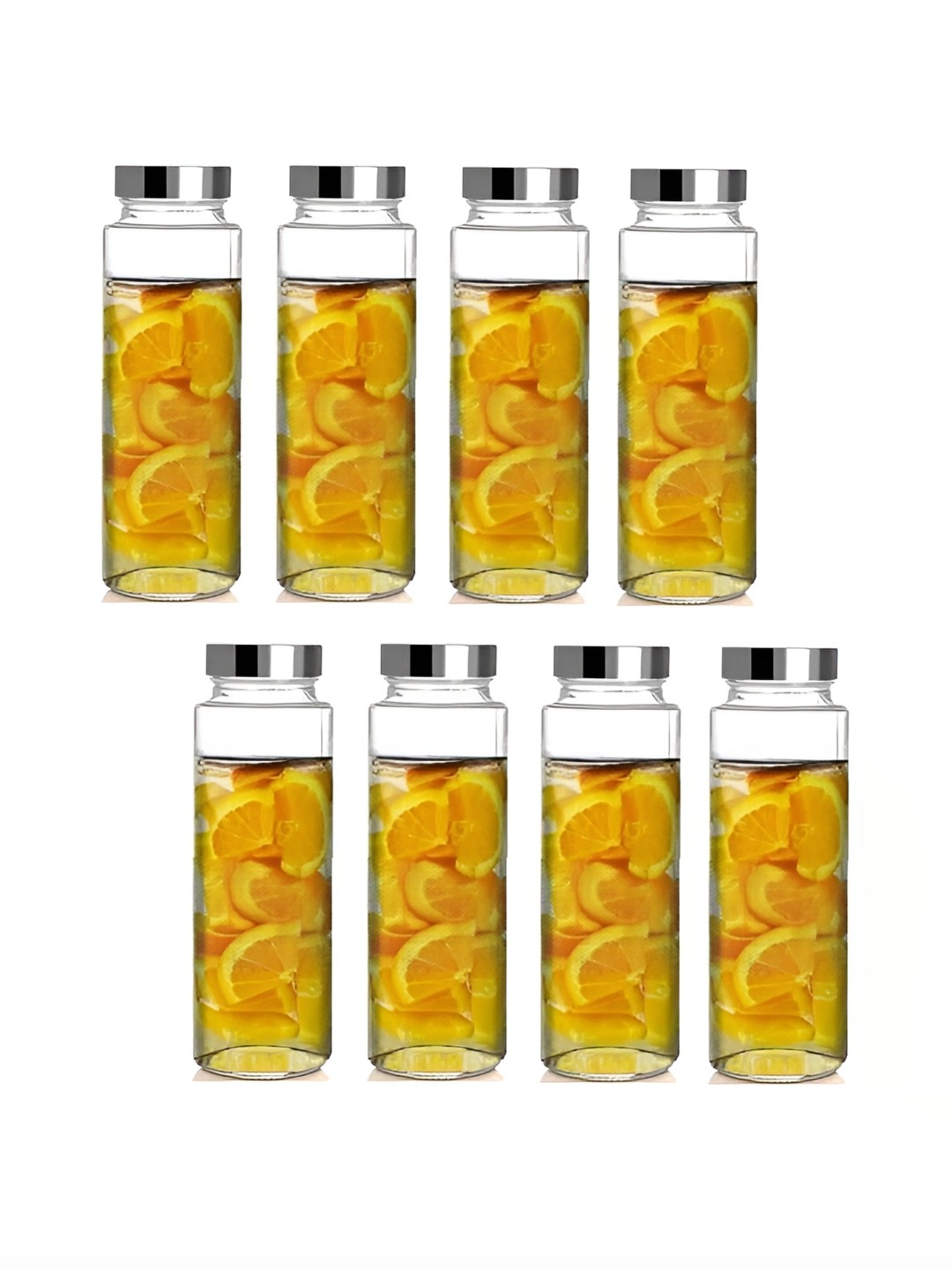 

Afast Transparent & Silver Toned 8 Pieces Glass Water Bottles 750 ml