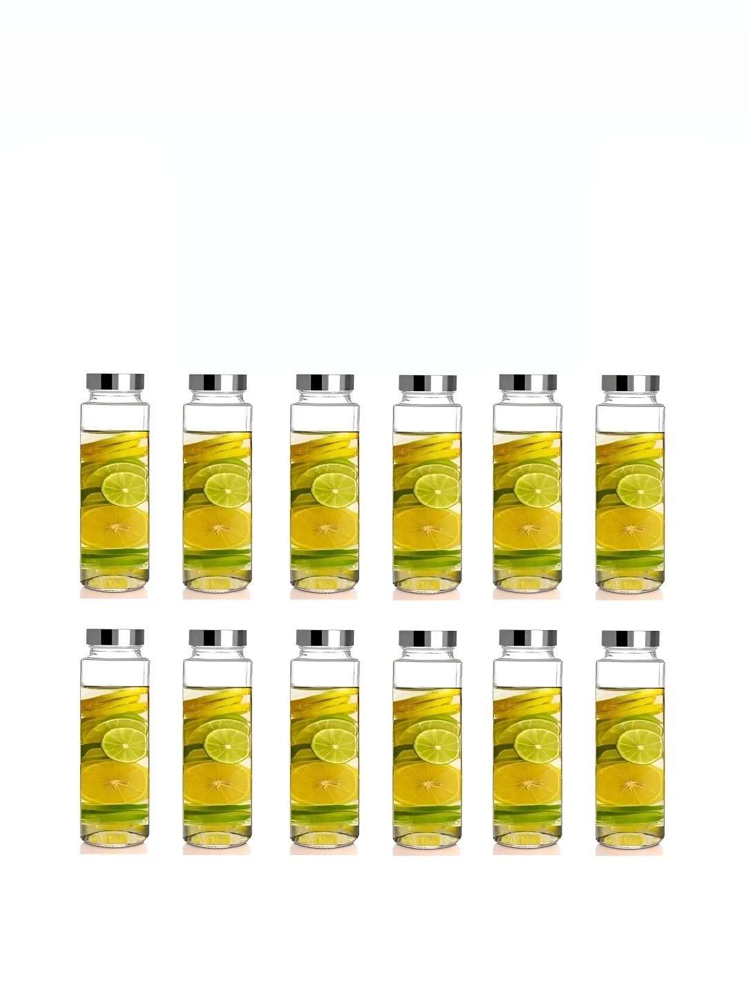 

Afast Transparent & Steel 12 Pieces Glass Water Bottles 750 ML