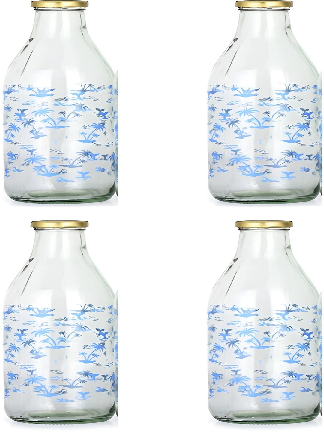 

Afast Blue 4 Pieces Floral Printed Double Wall Vacuum Glass Water Bottle 1L