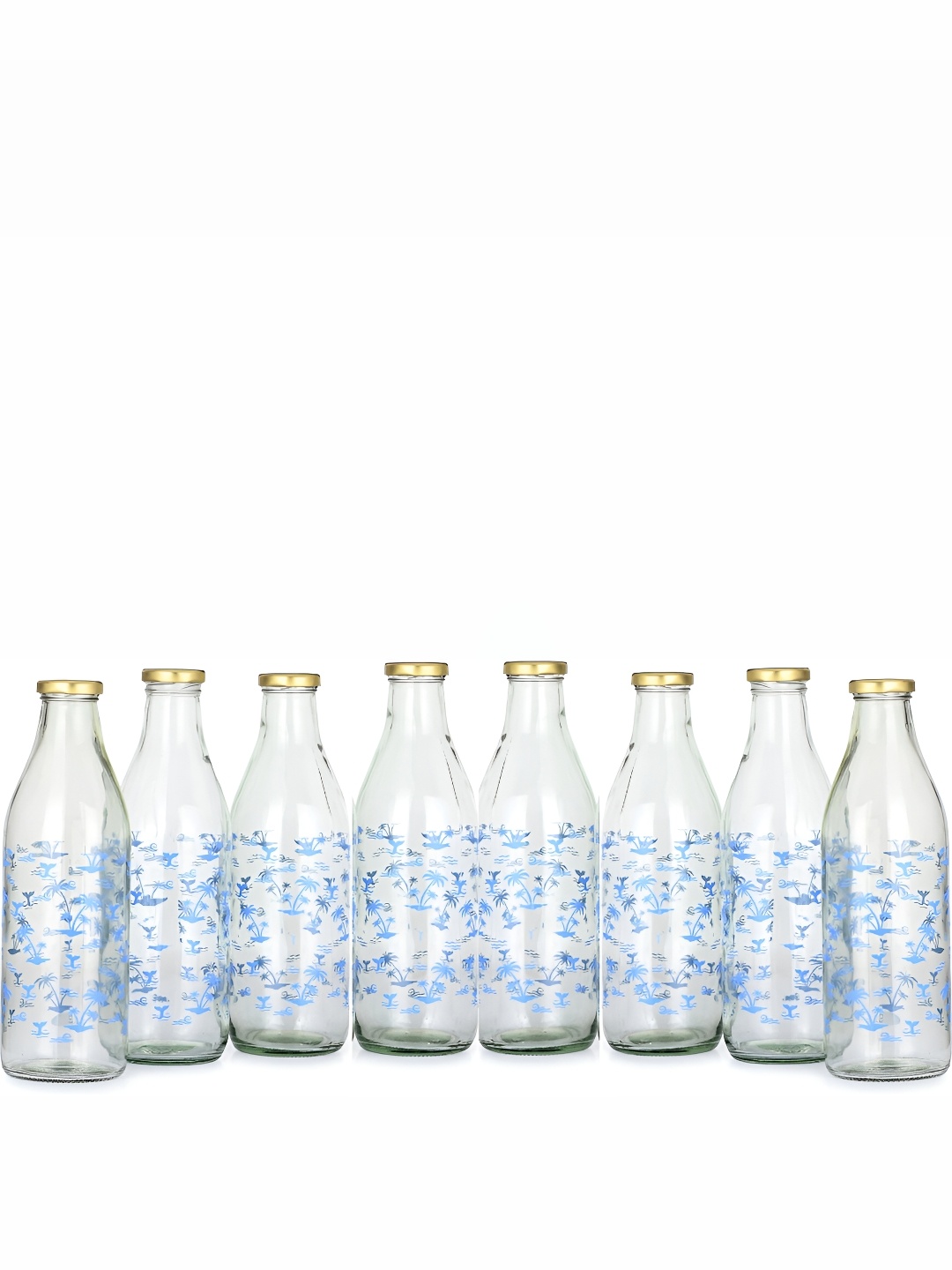 

Afast Blue & Gold Toned 8 Pieces Glass Water Bottles 1 L