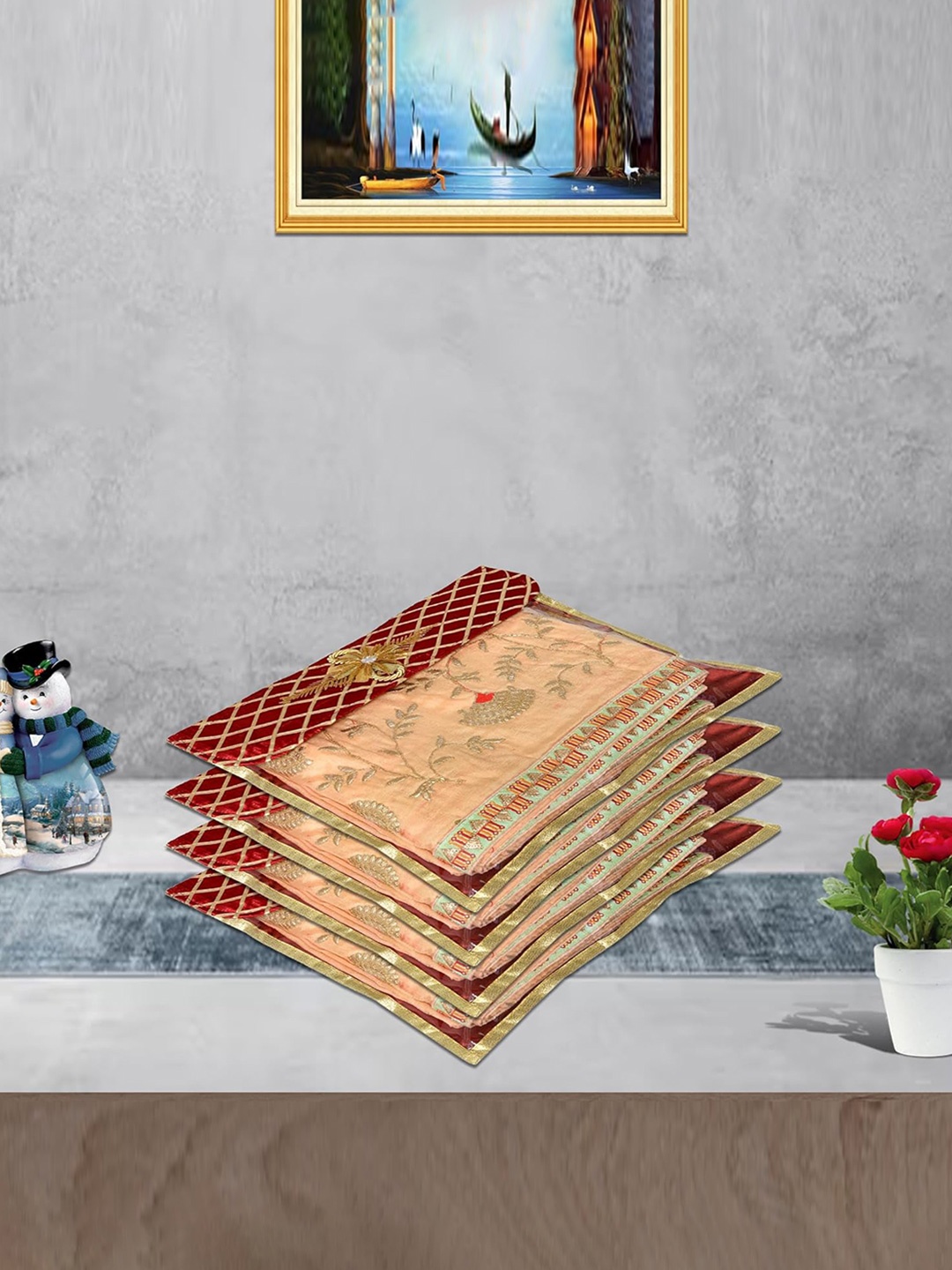 

Kuber Industries Red 9 Pieces Cloth Stoarge Organisers