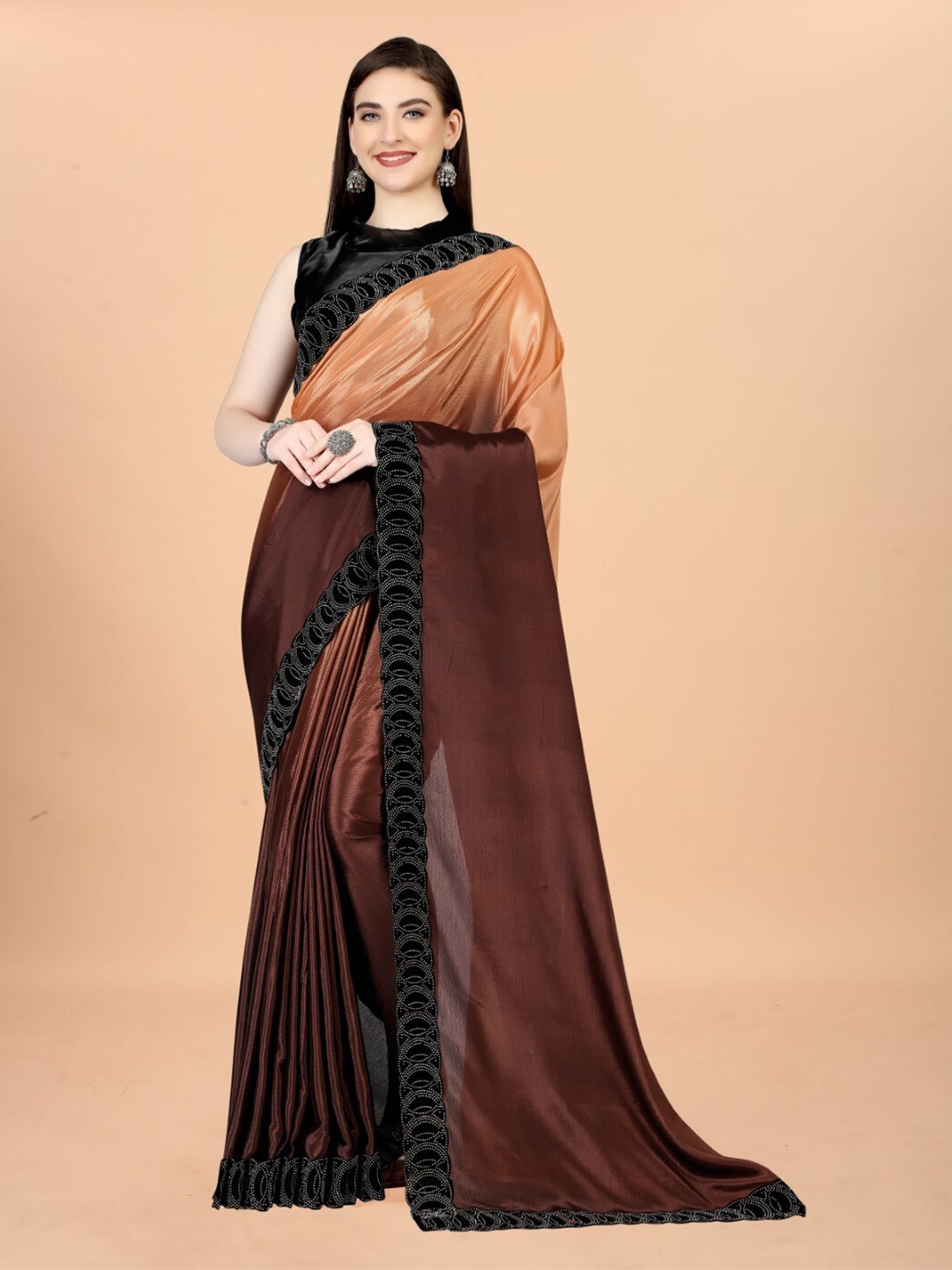 

ZEEPKART Woven Design Saree, Orange