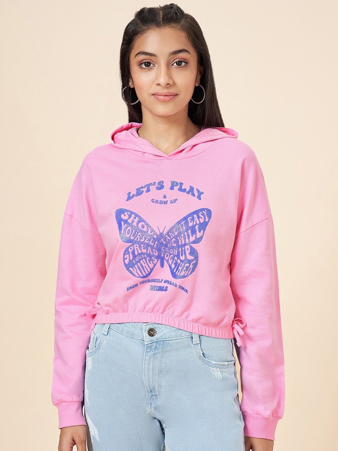 

Coolsters by Pantaloons Girls Graphic Printed Crop Sweatshirt, Pink