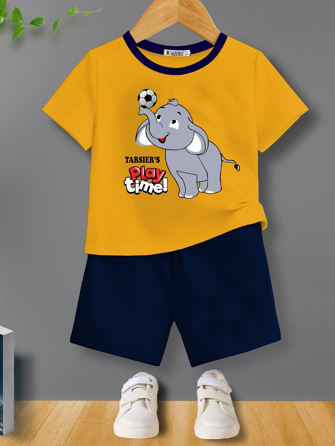 

BAESD Kids Pure Cotton T-shirt with Shorts, Yellow
