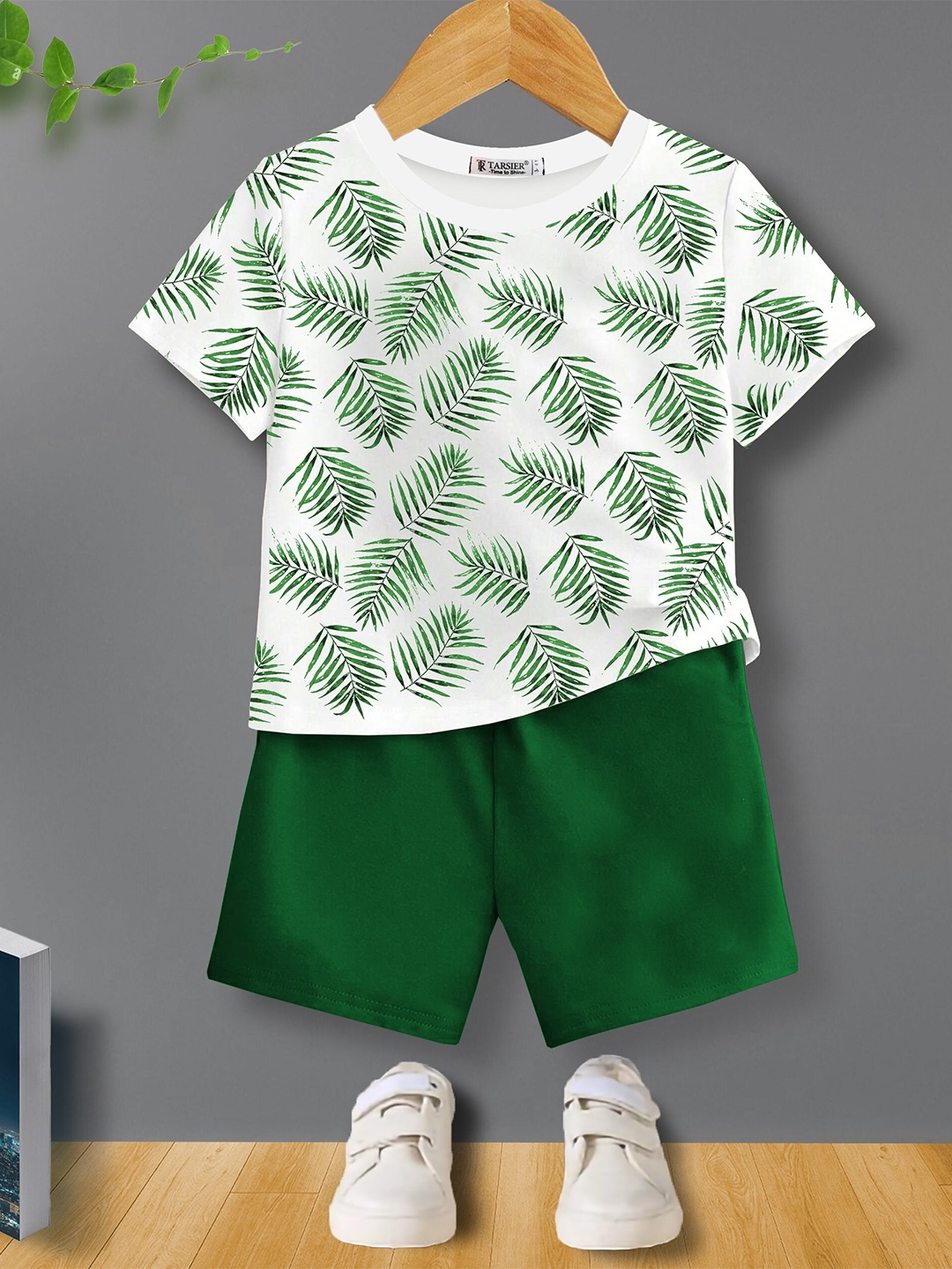 

BAESD Kids Floral Printed Pure Cotton T-shirt with Shorts, White