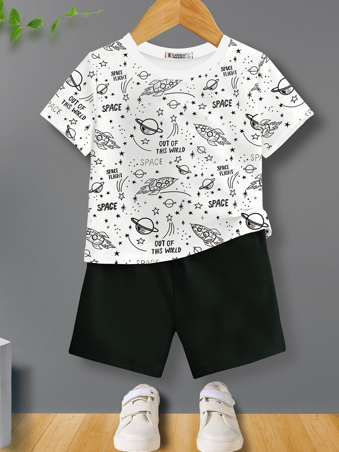 

BAESD Kids Pure Cotton T-shirt with Shorts, Black