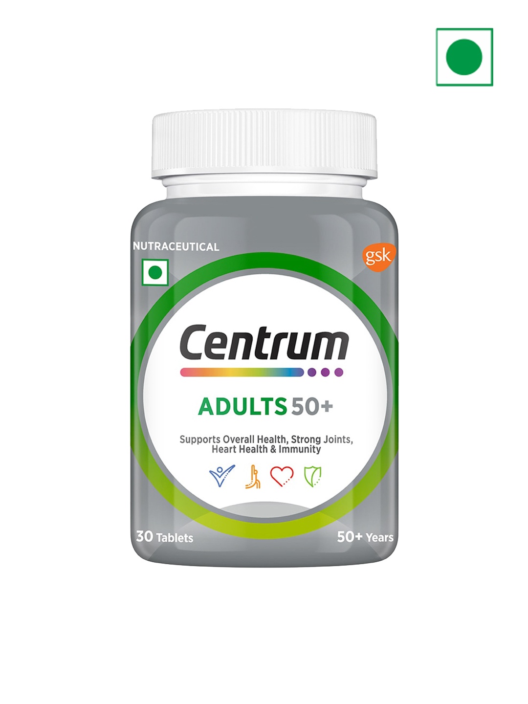 

Centrum Adults 50+ Multivitamin Tablets With Calcium & Vitamin D - 30 Tablets, Grey