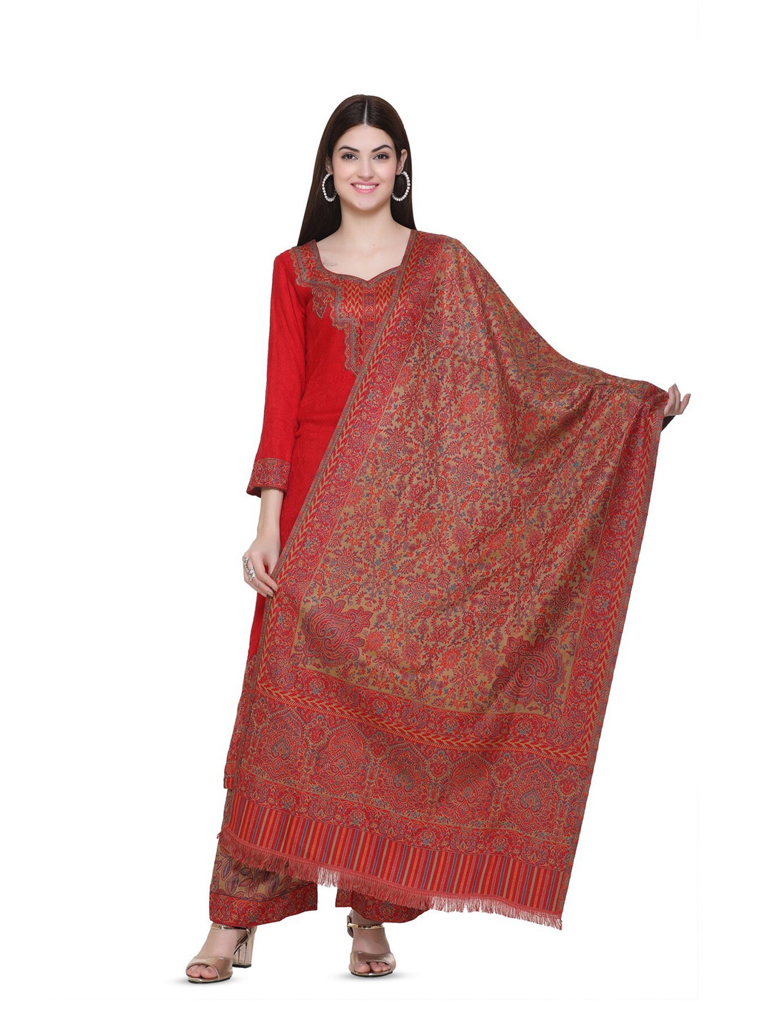 

KIDAR Ethnic Motifs Printed Unstitched Dress Material, Rose