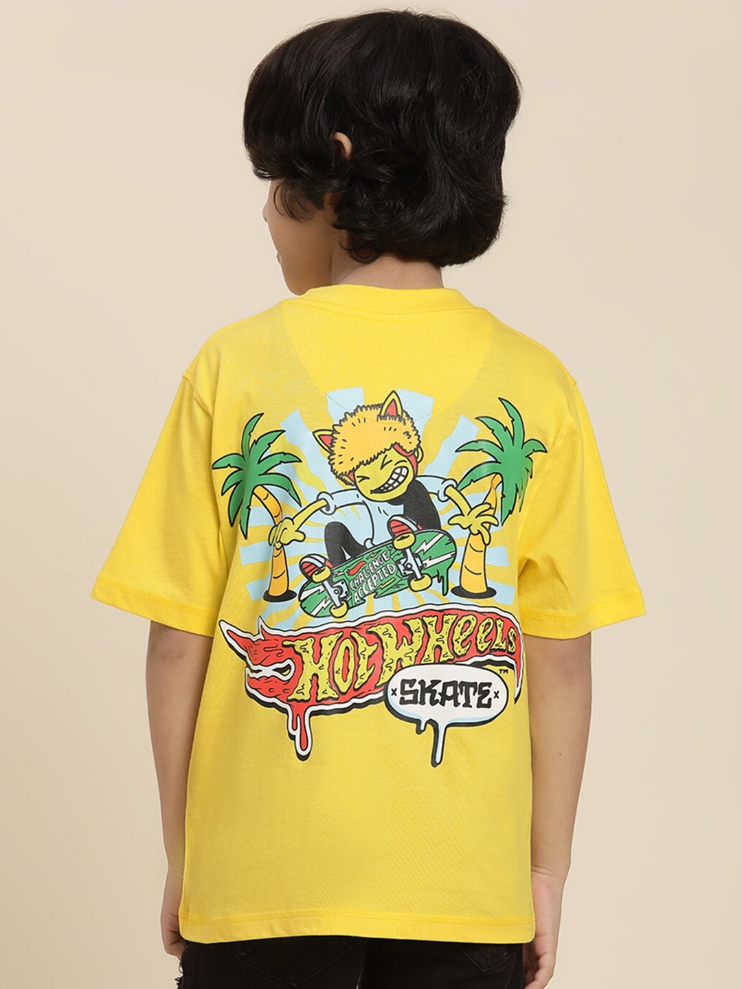 

Kids Ville Boys Hot Wheels Printed Pure Cotton Relaxed Fit T-Shirt, Yellow