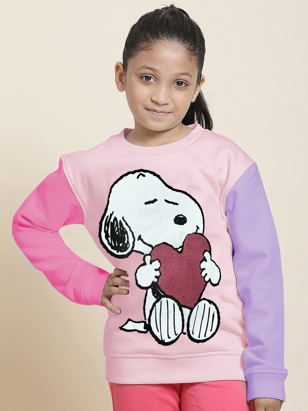 

Kids Ville Girls Peanuts Printed Pullover Sweatshirts, Pink
