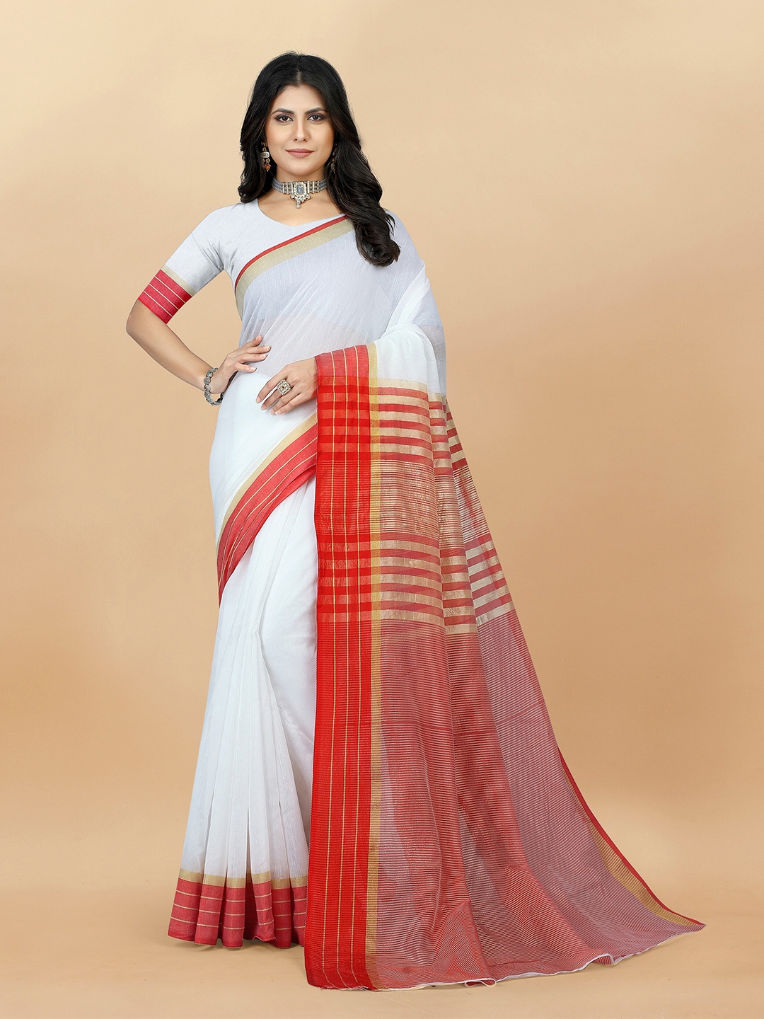 

Sidhidata Zari Designer Chanderi Saree, White