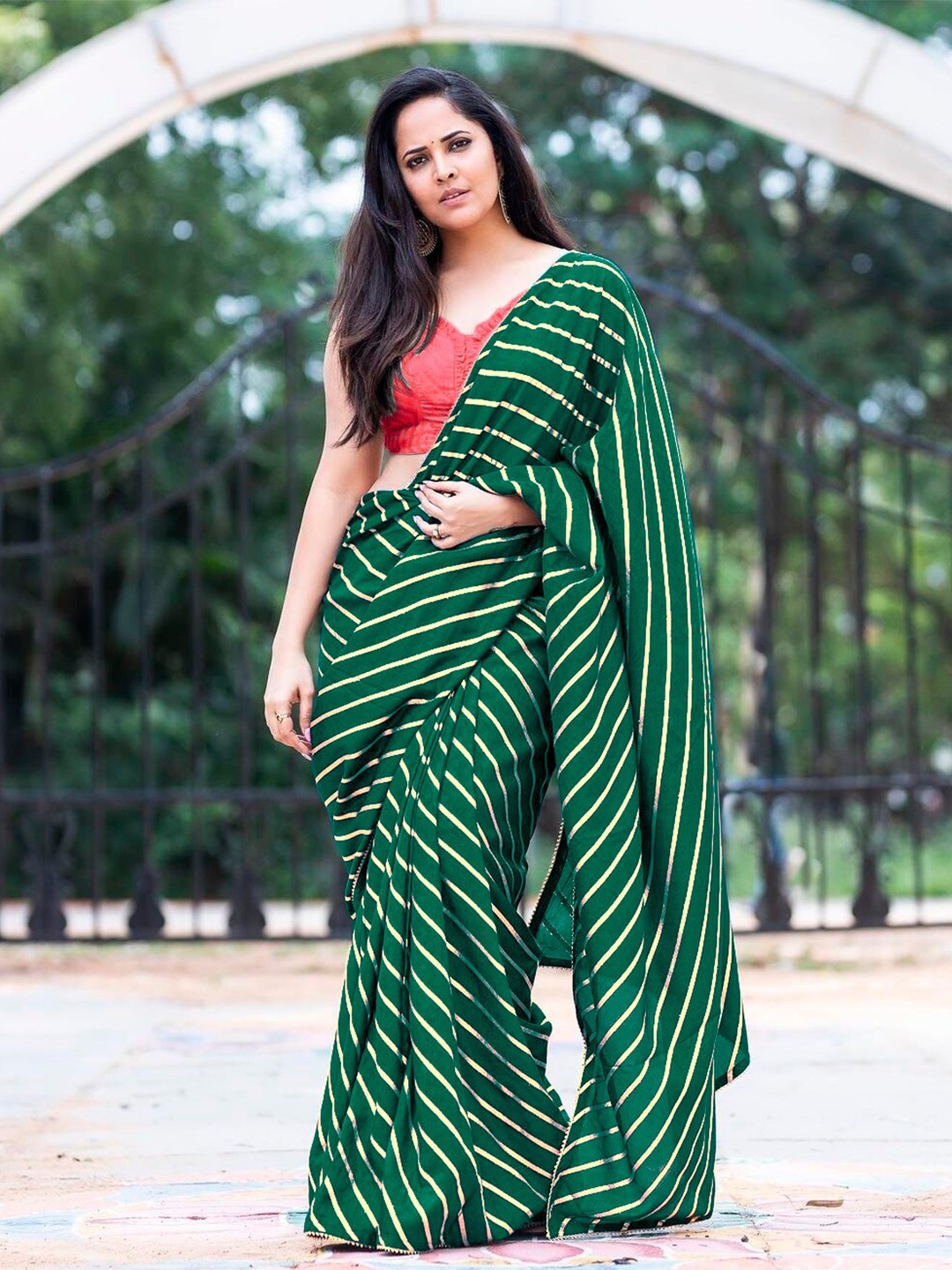 

Sidhidata Green Leheriya Gotta Patti Designer Leheriya Saree