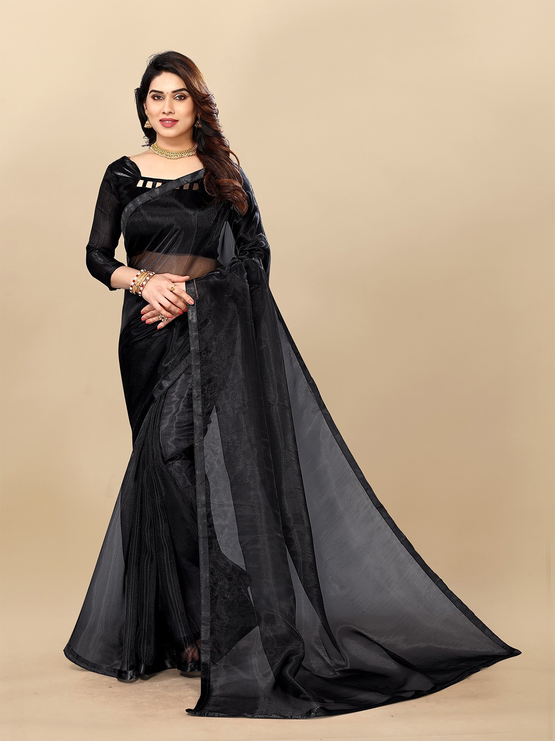 

Sidhidata Organza Designer Kota Saree, Black