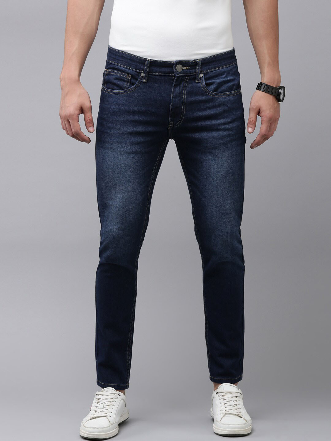 

Mast & Harbour Men Skinny Fit Light Fade Stretchable Jeans, Blue