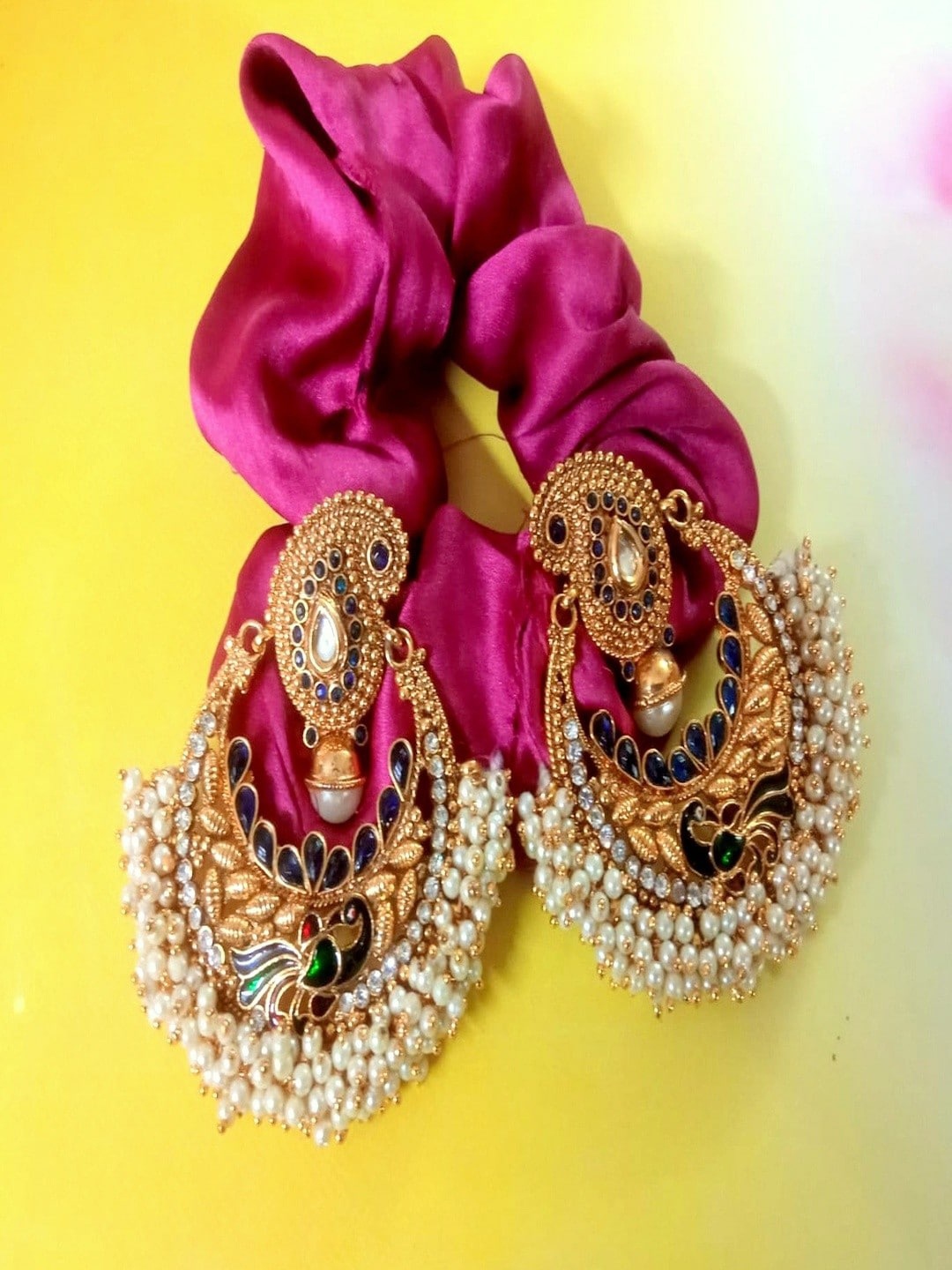 

Runjhun Gold-Plated Artificial Stones Studded Chandbalis