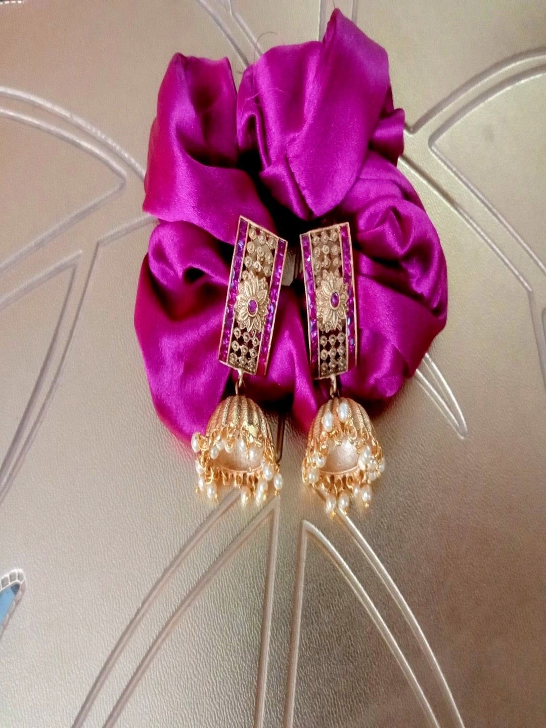 

Runjhun Gold-Toned Classic Jhumkas Earrings