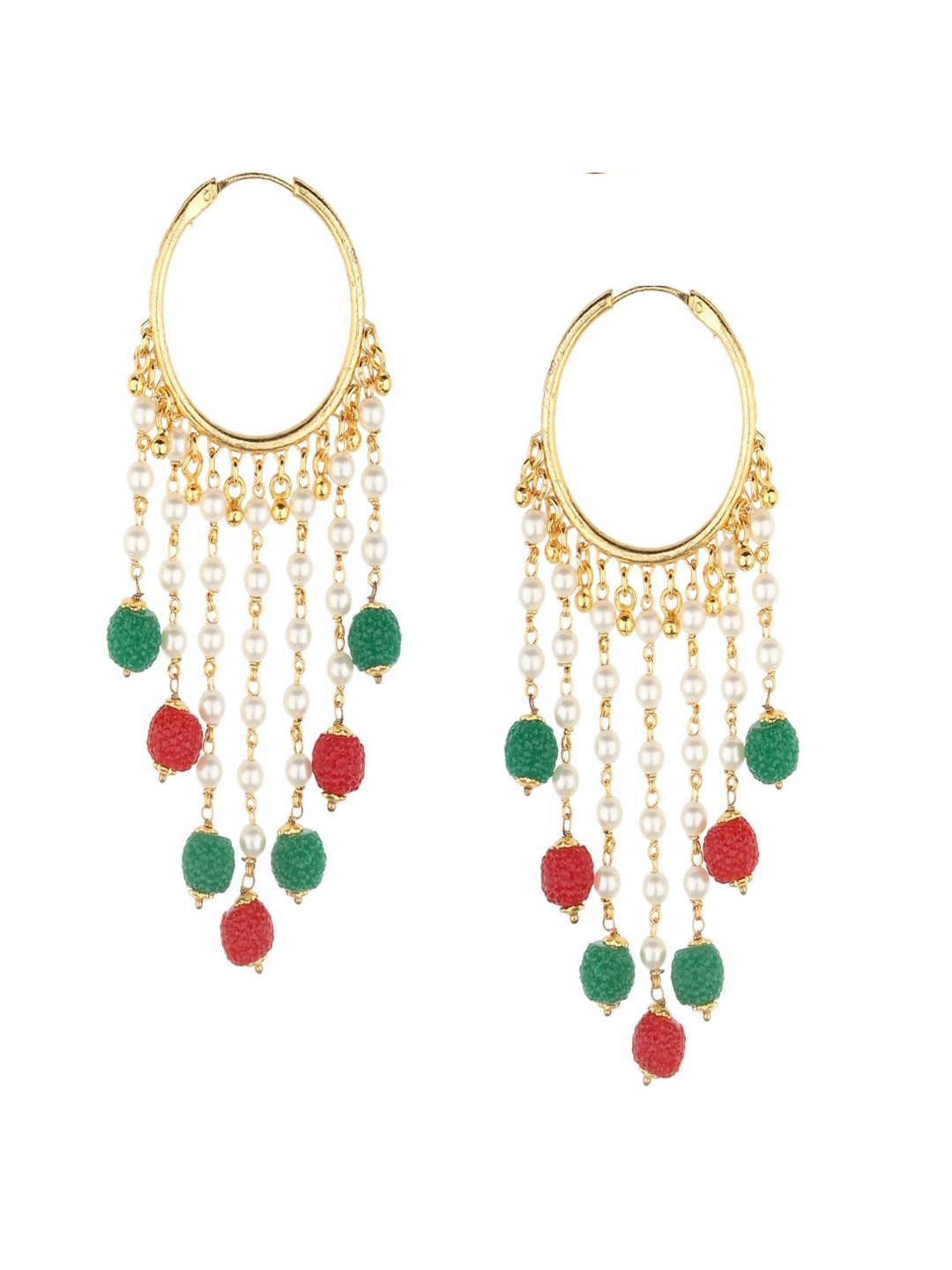 

Runjhun Gold-Plated Artificial Stones Studded Hoop Earrings