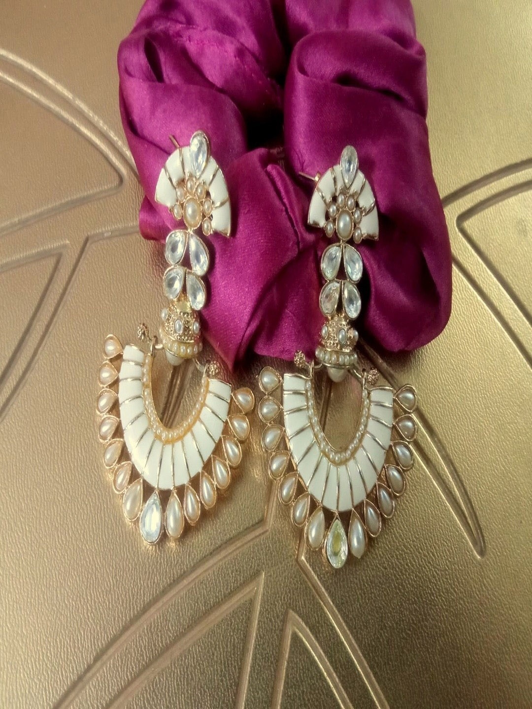 

Runjhun Gold-Plated Artificial Stones-Studded Classic Drop earrings