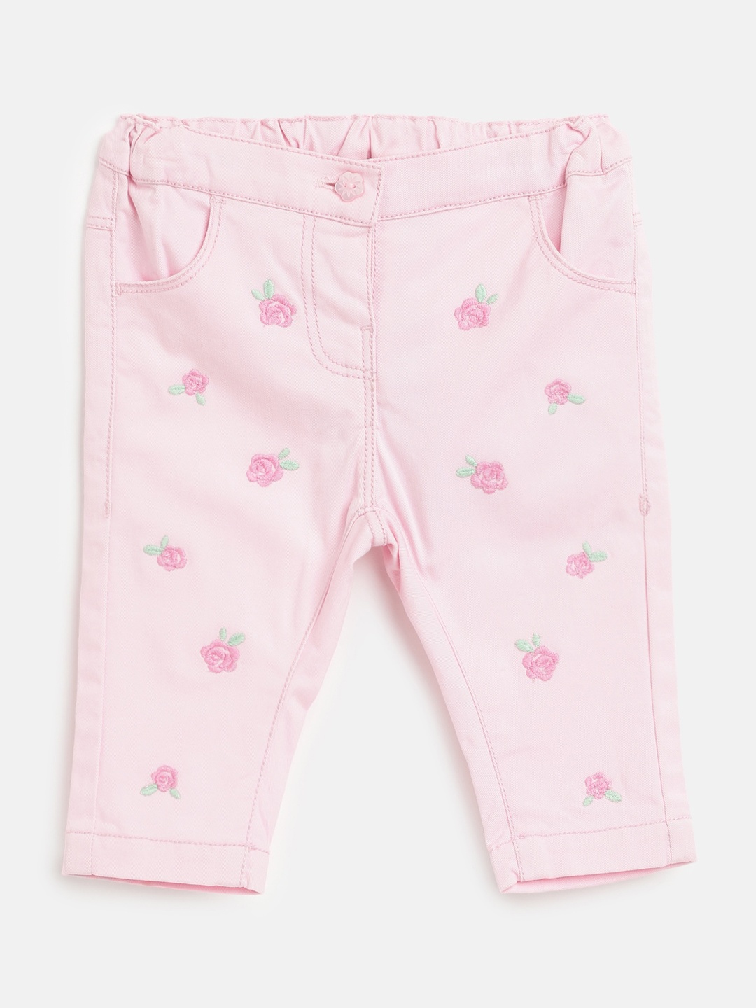 

Chicco Girls Relaxed Floral Embroidered Mid Rise Cotton Trousers, Pink