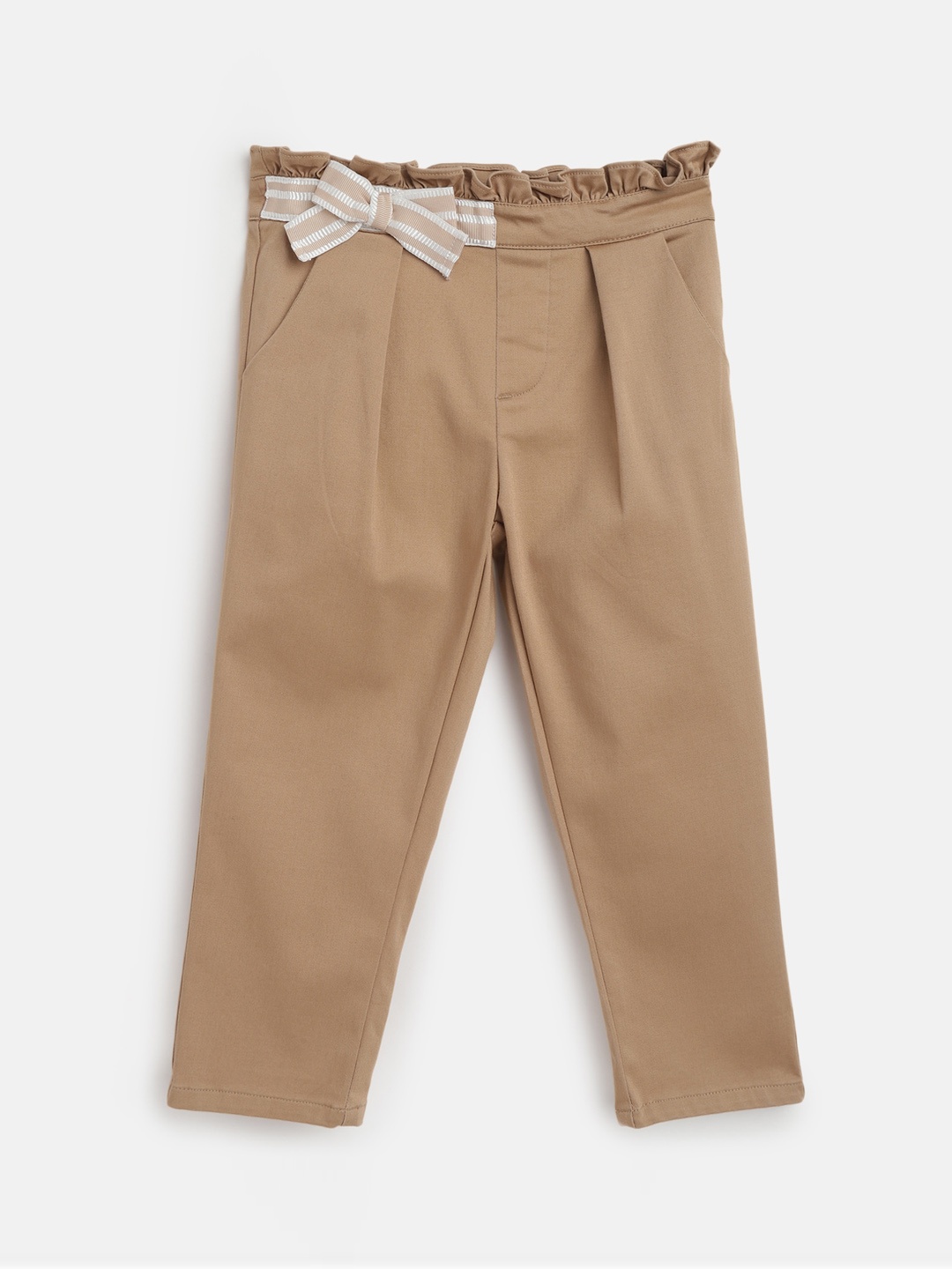 

Chicco Girls Relaxed Mid Rise Lyocell Pleated Trousers, Beige