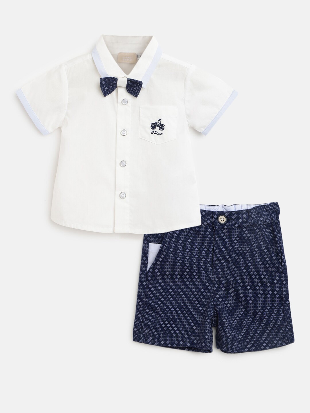 

Chicco Boys Geometric Printed Pure Cotton Shirt With Shorts, Navy blue