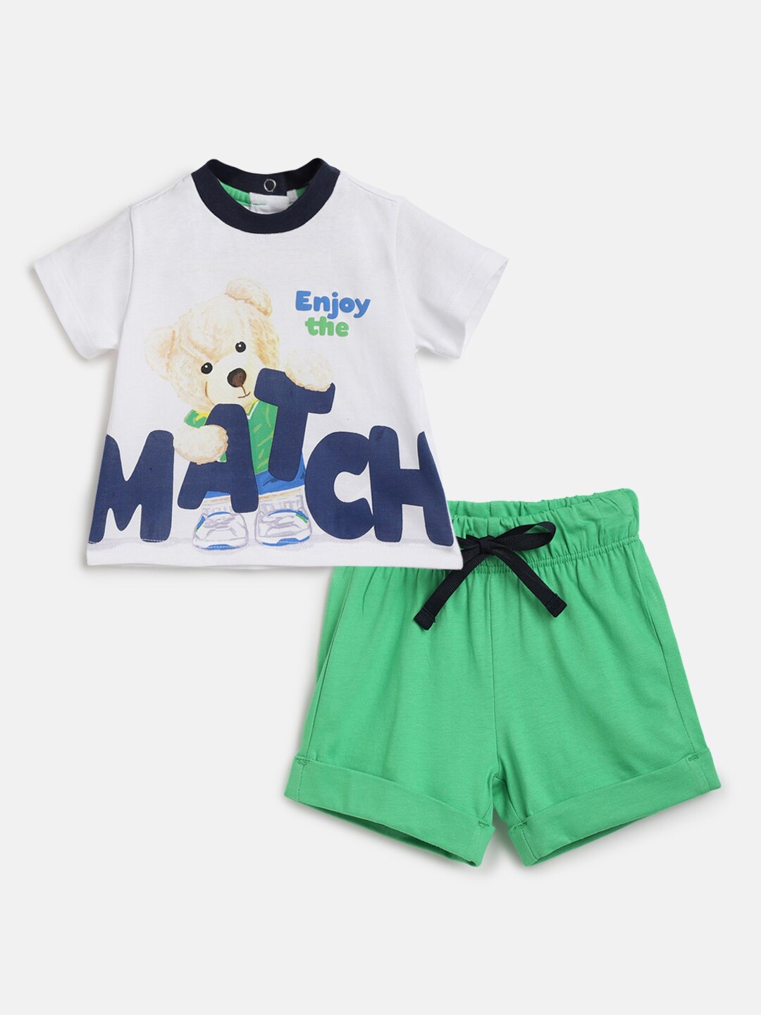 

Chicco Infant Boys Printed Pure Cotton T-shirt with Shorts, White
