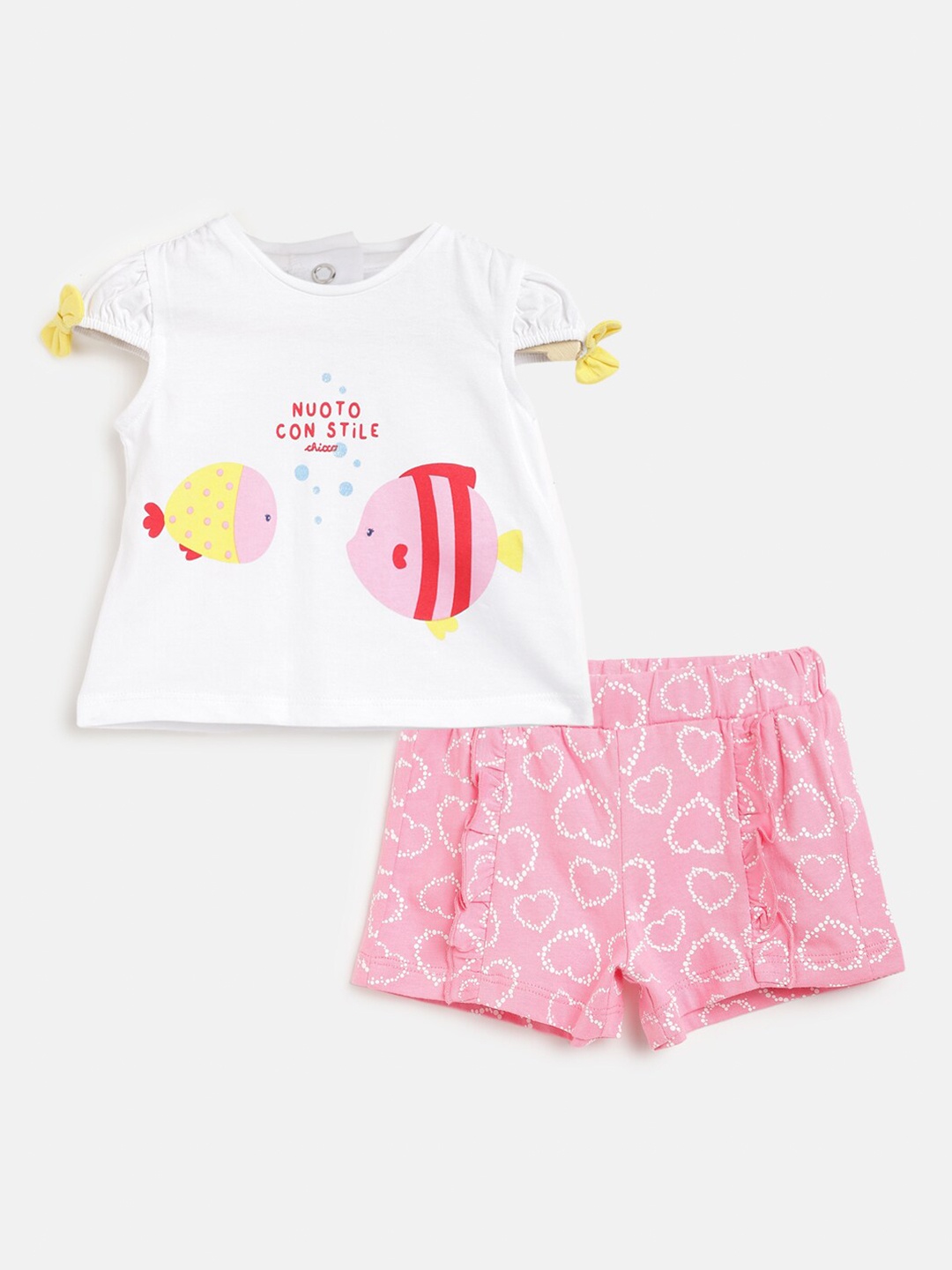 

Chicco Girls Conversational Printed Pure Cotton Top With Shorts, White