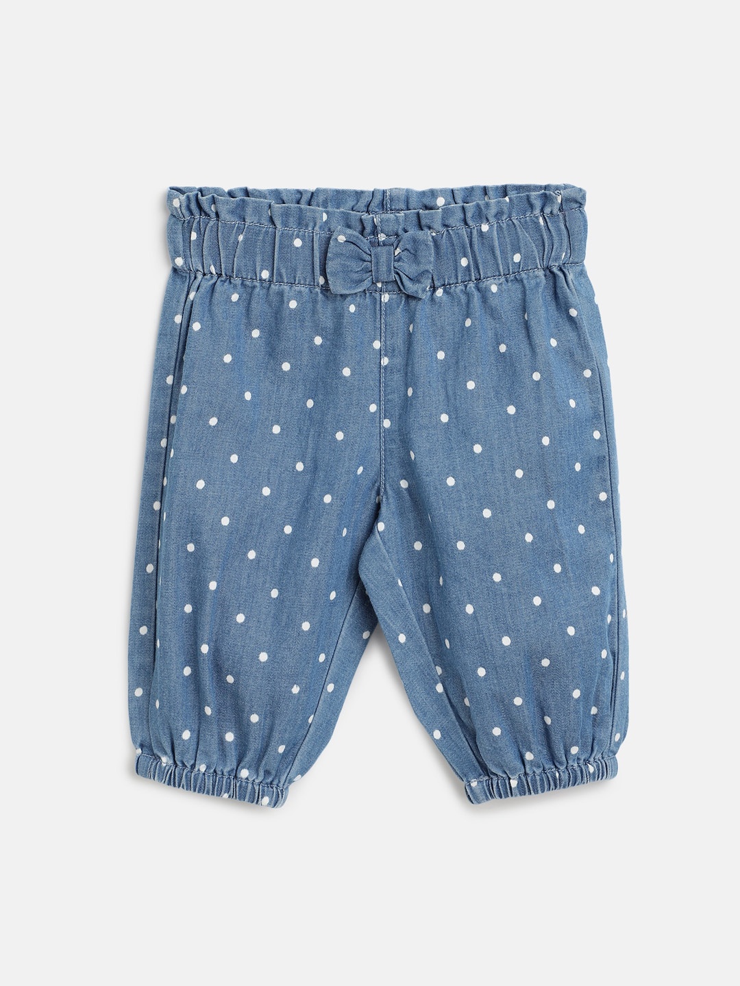 

Chicco Girls Polka Dot Printed Cotton Relaxed Joggers, Blue