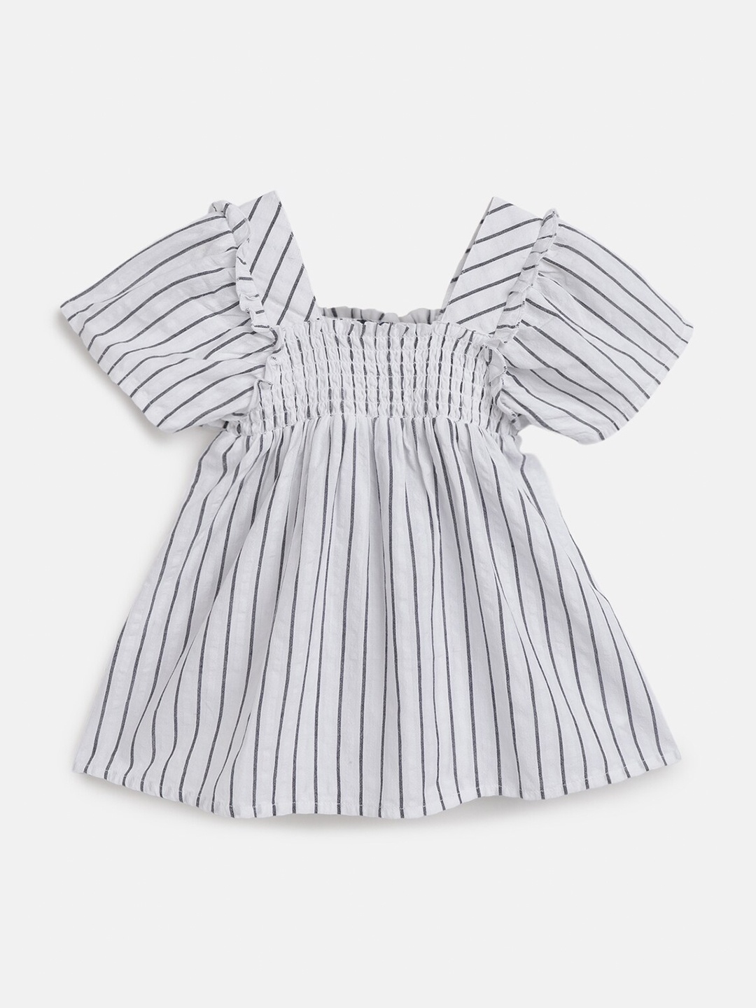 

Chicco Girls Striped Cotton A-Line Top, White