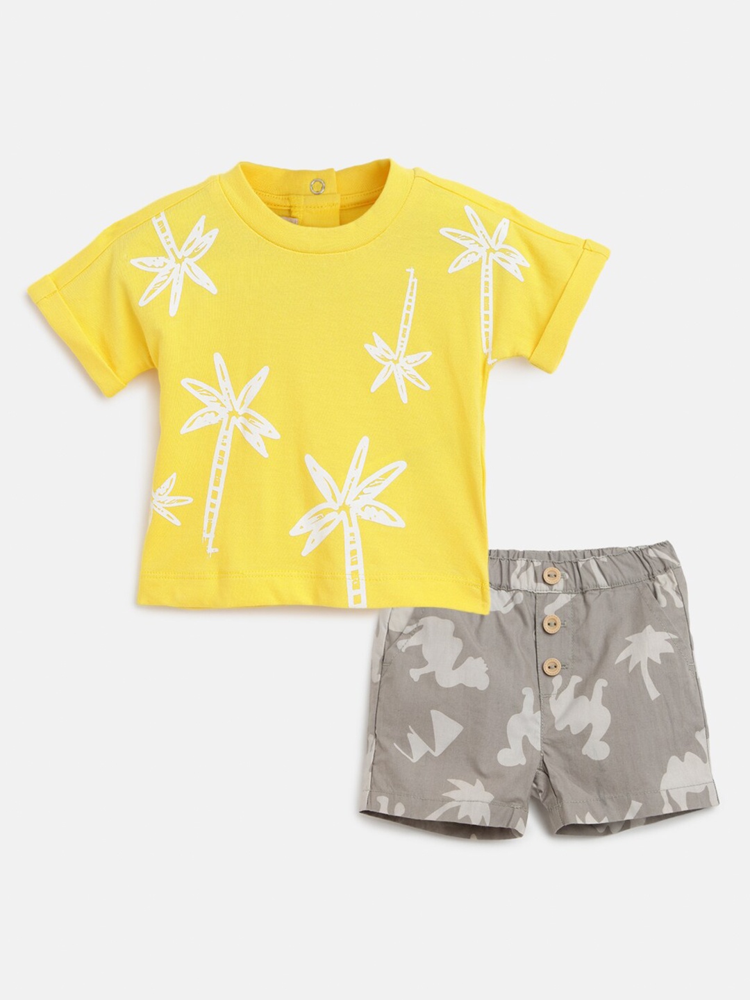 

Chicco Infant Boys Printed Pure Cotton T-shirt with Shorts, Grey