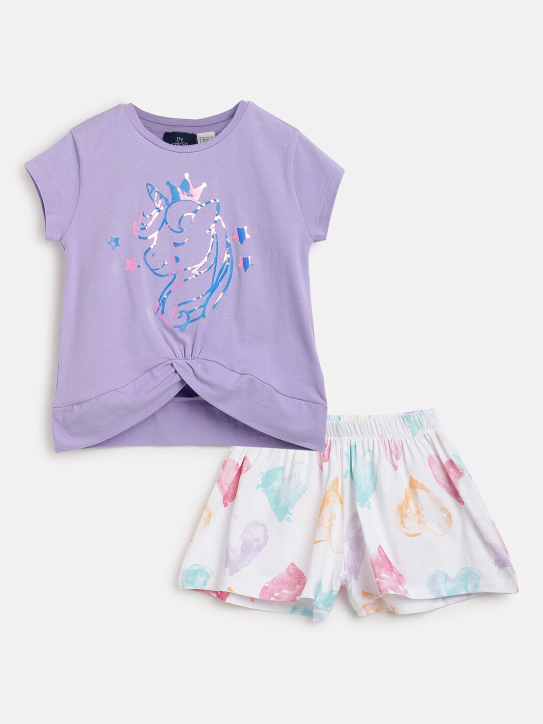 

Chicco Girls Printed Top With Shorts, Purple