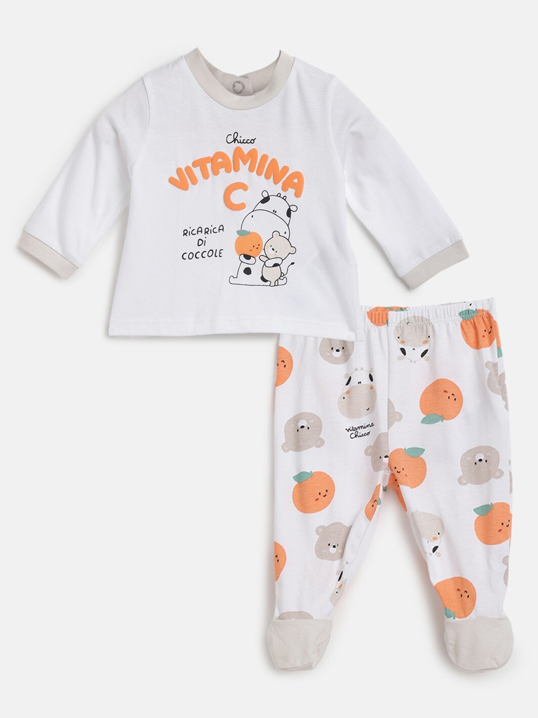 

Chicco Infant Kids Conversational Printed T-shirt With Trouser, Beige
