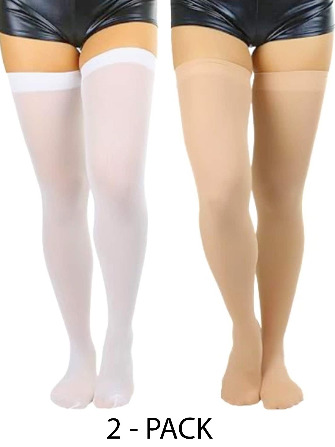 

BAESD Pack Of 2 Thigh High Sheer Stockings, Beige