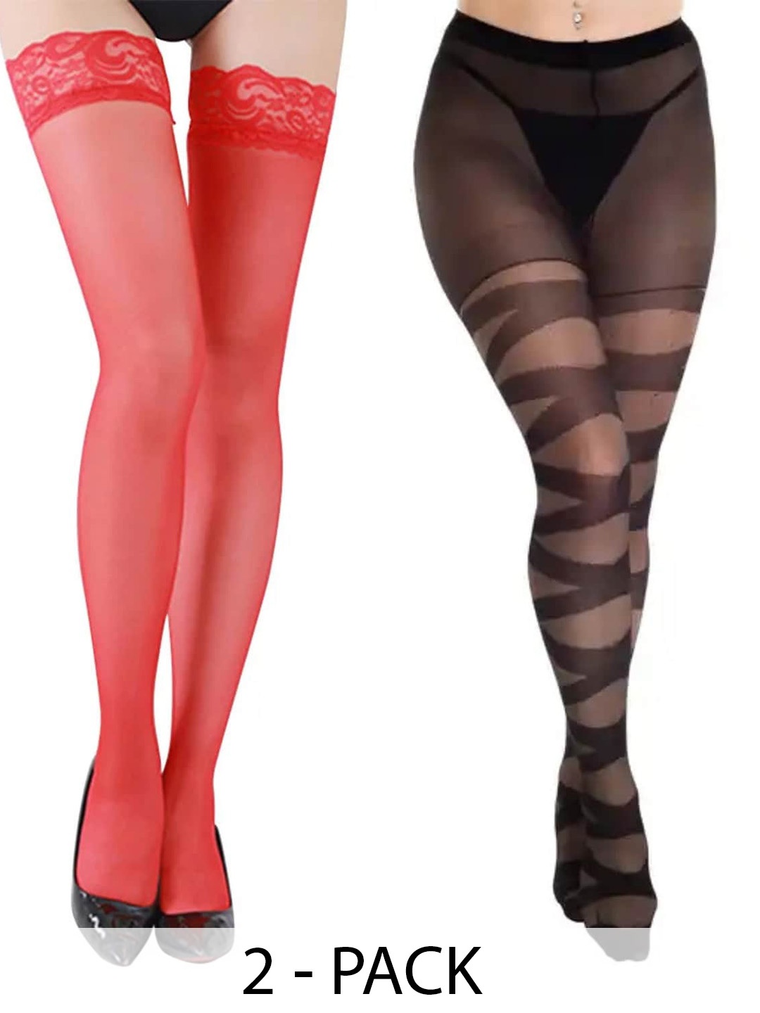 

BAESD Pack Of 2 Sheer Pantyhose Stockings, Red