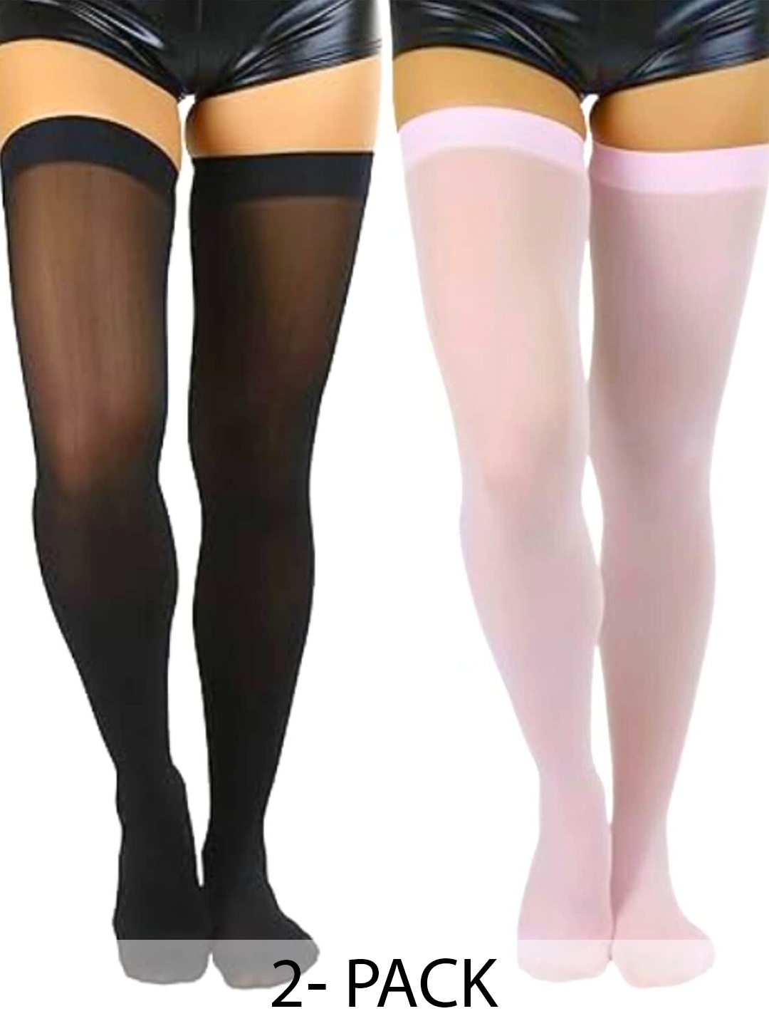 

BAESD Pack Of 2 Thigh High Sheer Stockings, Black