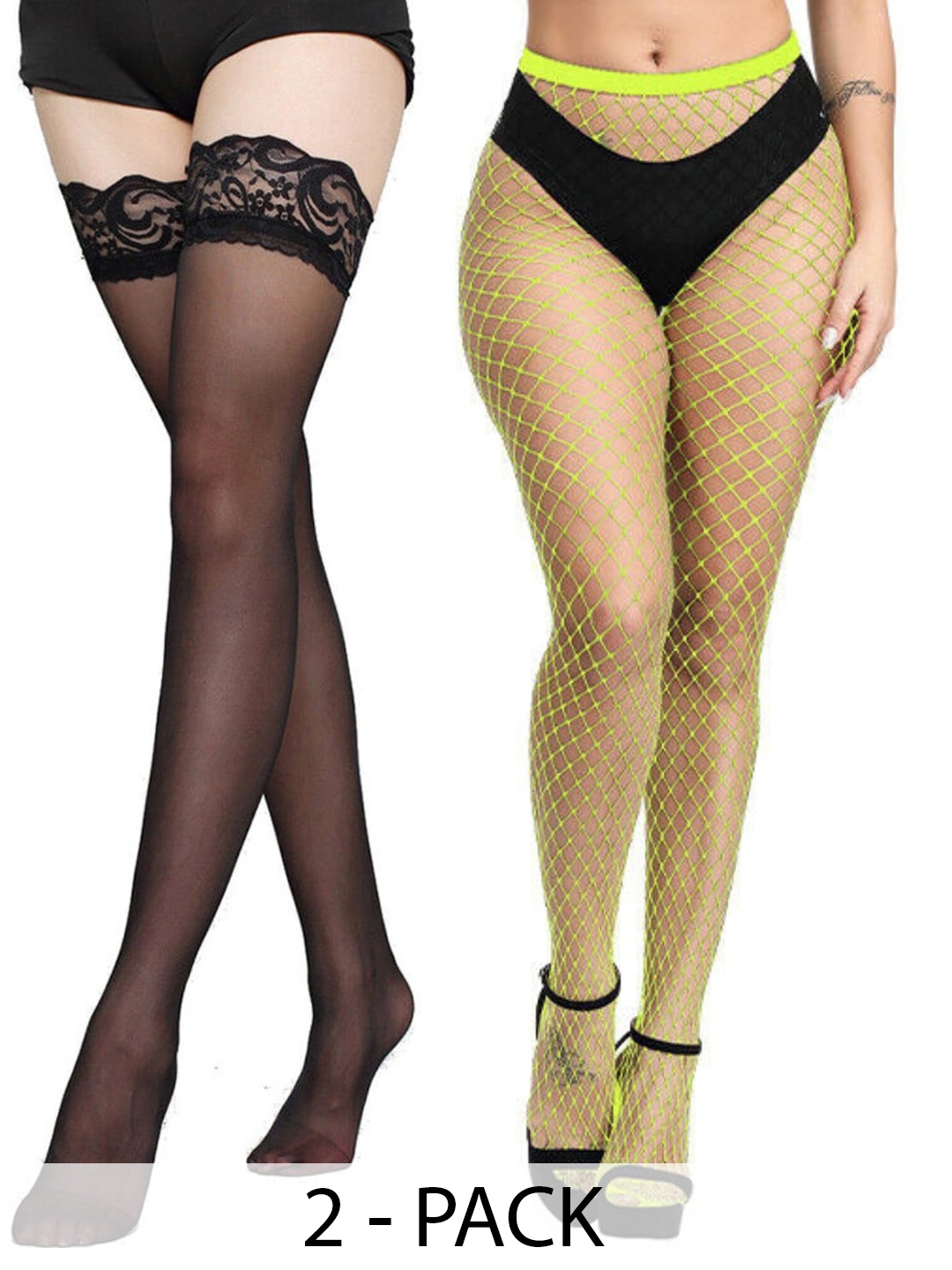 

BAESD Pack Of 2 Sheer High West Pantyhose Stockings, Black