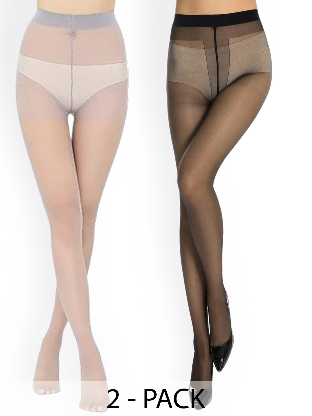 

BAESD Pack Of 2 High Waist Sheer Pantyhose Stockings, Black