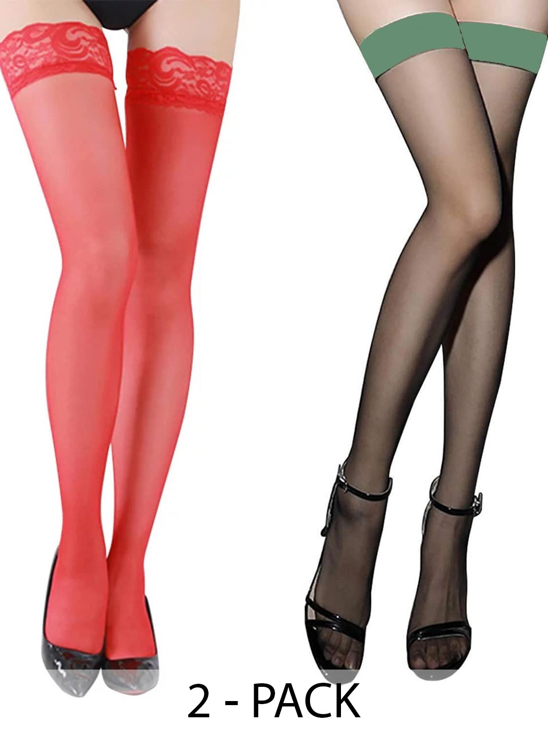 

BAESD Pack Of 2 Sheer Pantyhose Stockings, Red