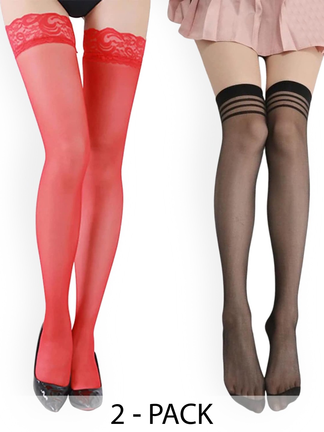 

BAESD Pack Of 2 Sheer Stockings, Red