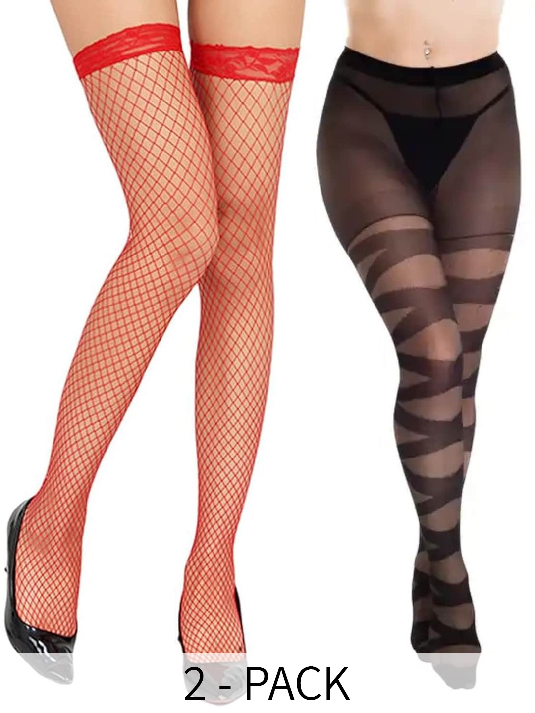 

BAESD Pack Of 2 Sheer Pantyhose Stockings, Red