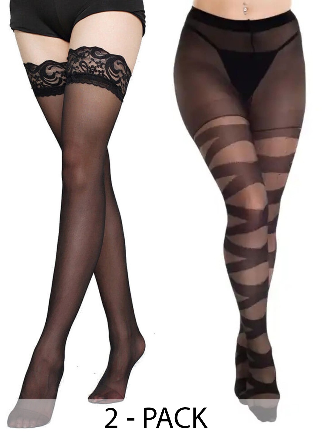 

BAESD Pack Of 2 Sheer Stockings, Black