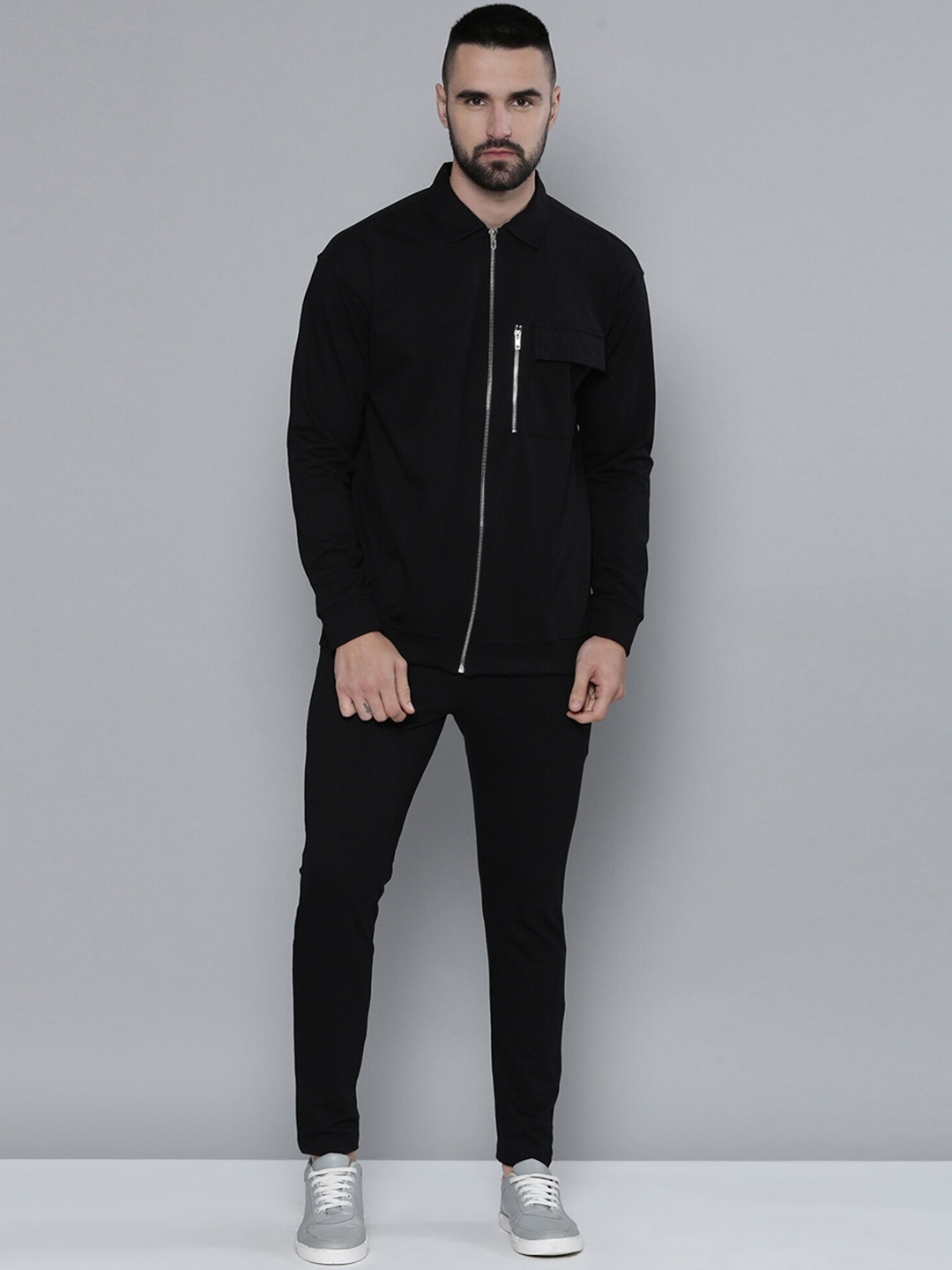 

Maniac Zipper Sweatshirt and Trousers Pure Cotton Co-Ords, Black