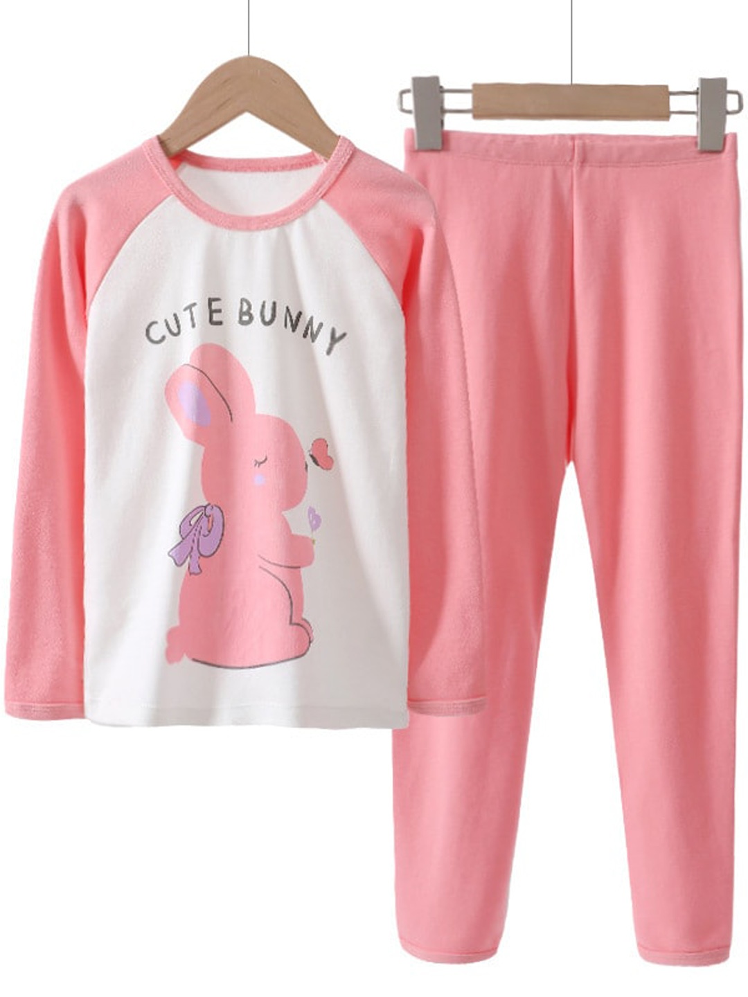 

StyleCast Girls Bunny Printed Long Sleeve Night suit, Fuchsia