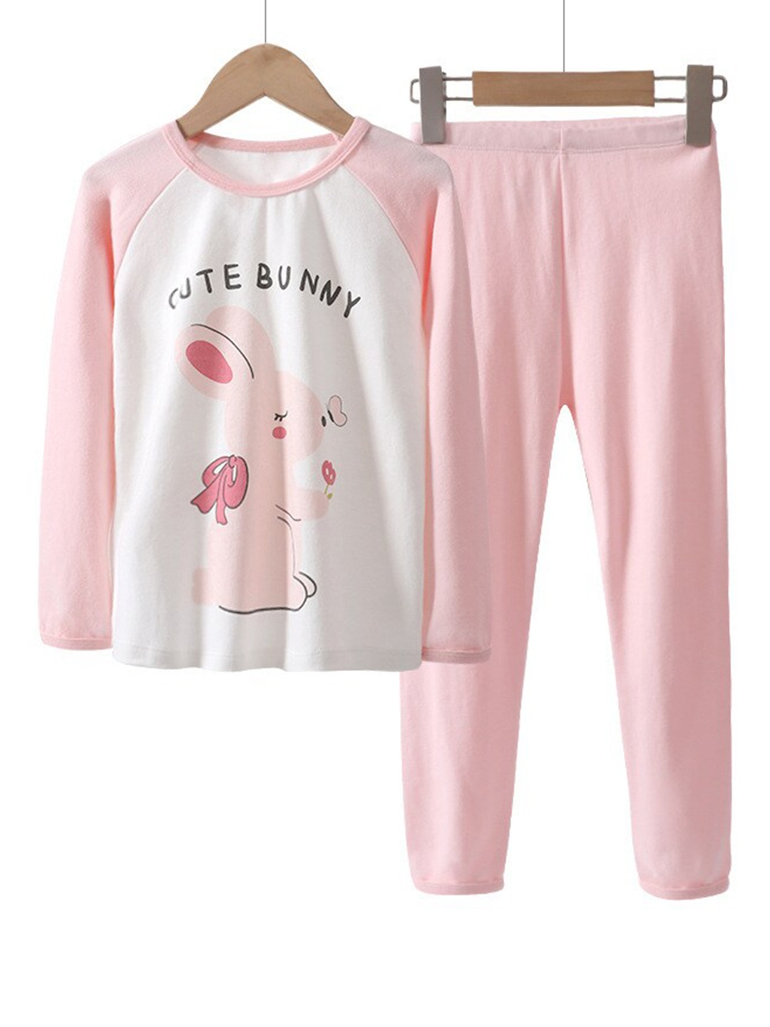 

StyleCast Girls Bunny Printed Long Sleeve Night suit, Pink