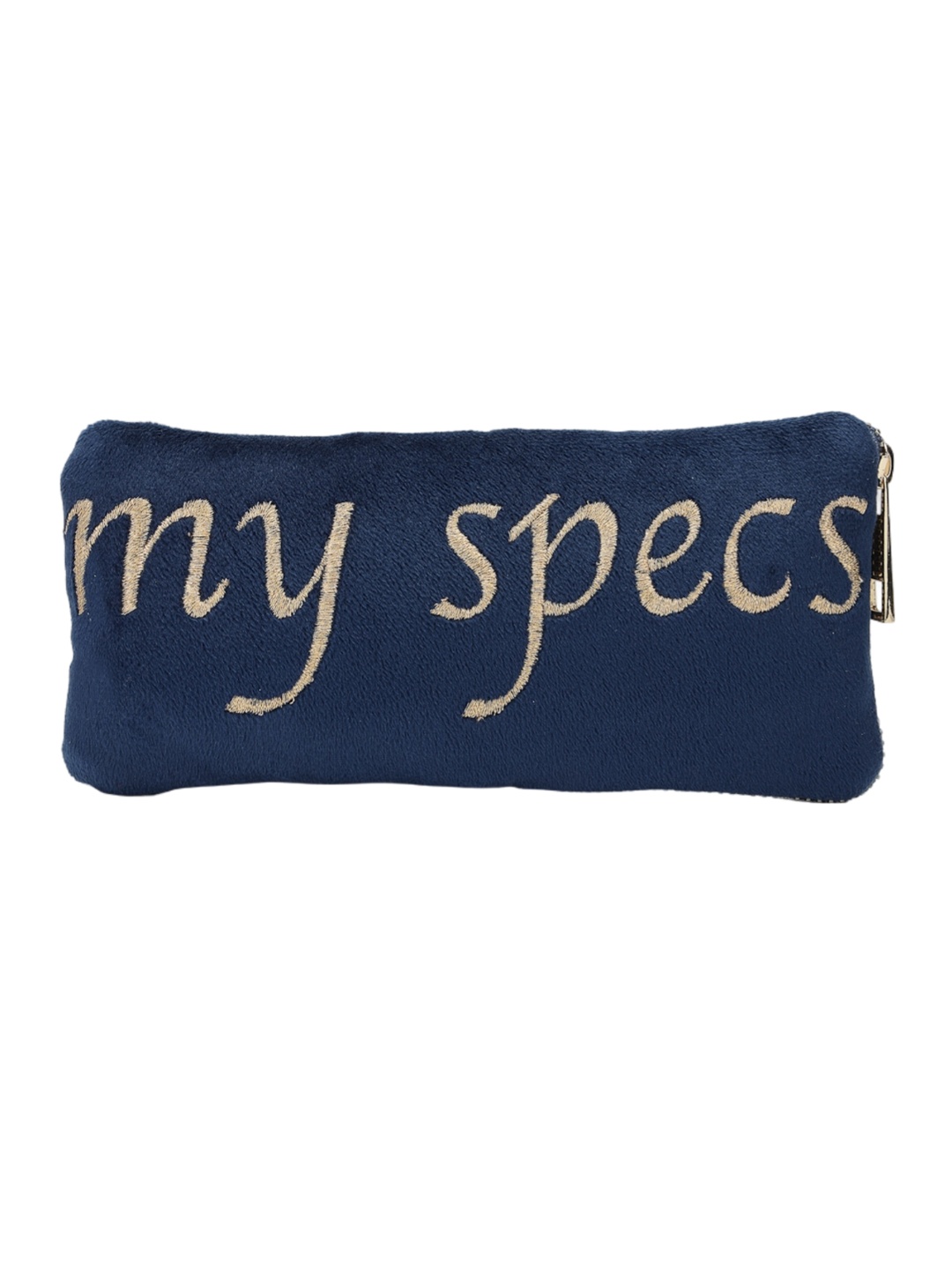 

AQUATAN Women Typography Embroidered Velvet Soft Pouch Sunglasses Case, Navy blue