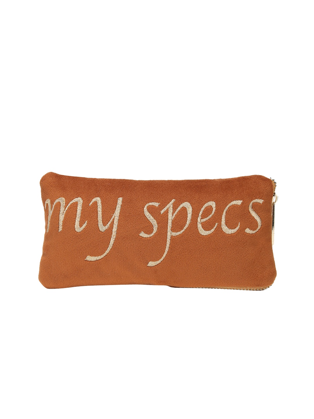 

AQUATAN Women Typography Embroidered Velvet Soft Pouch Sunglasses Case, Rust