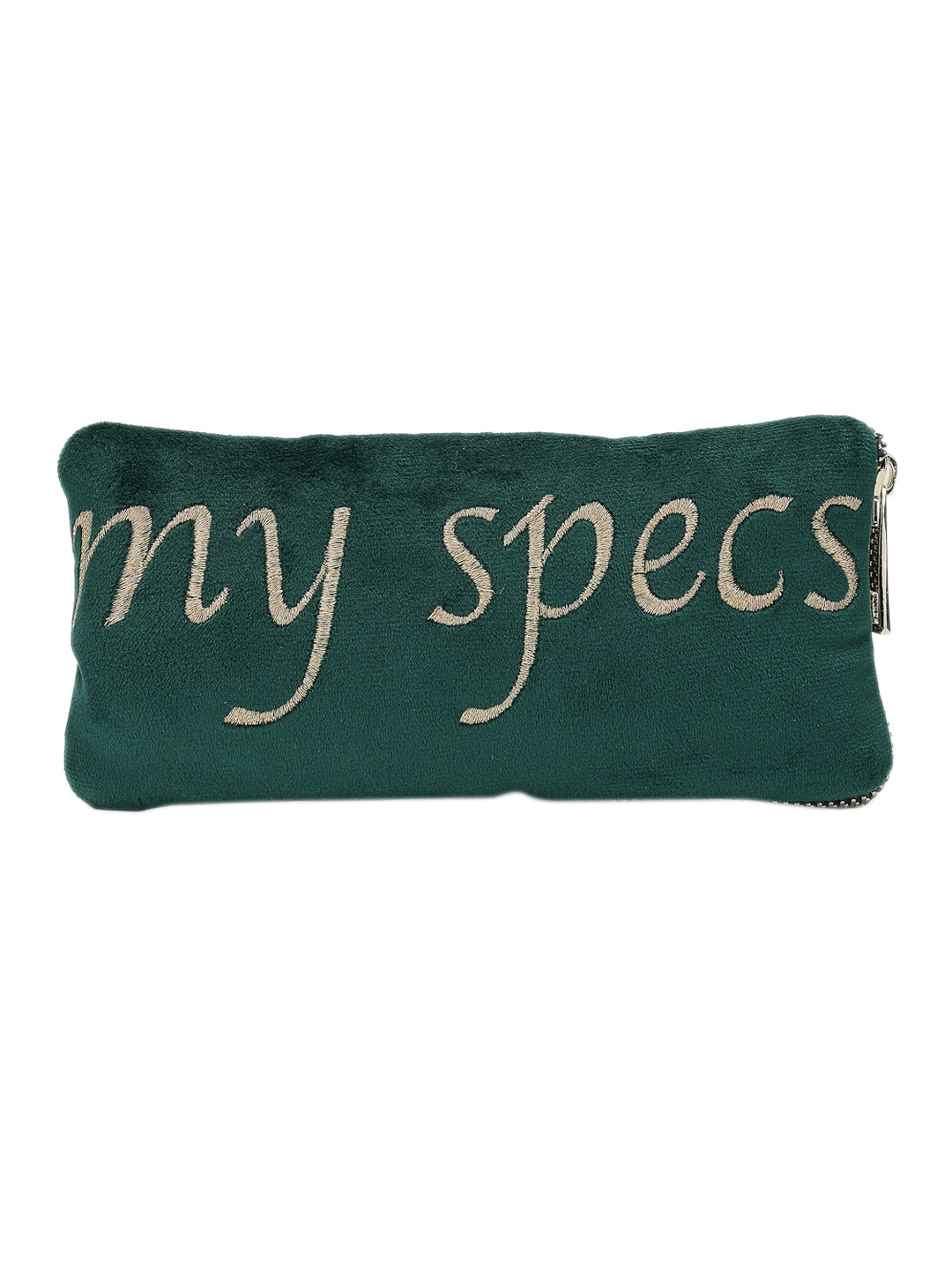 

AQUATAN Women Typography Embroidered Velvet Soft Pouch Sunglasses Case, Green