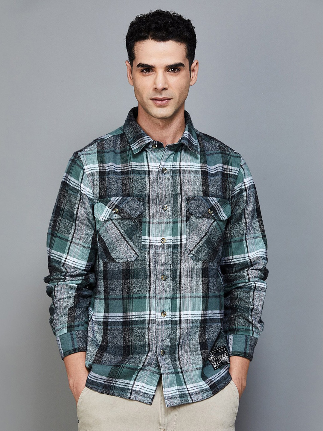 

Bossini Tartan Checked Long Sleeves Cotton Shirt, Grey